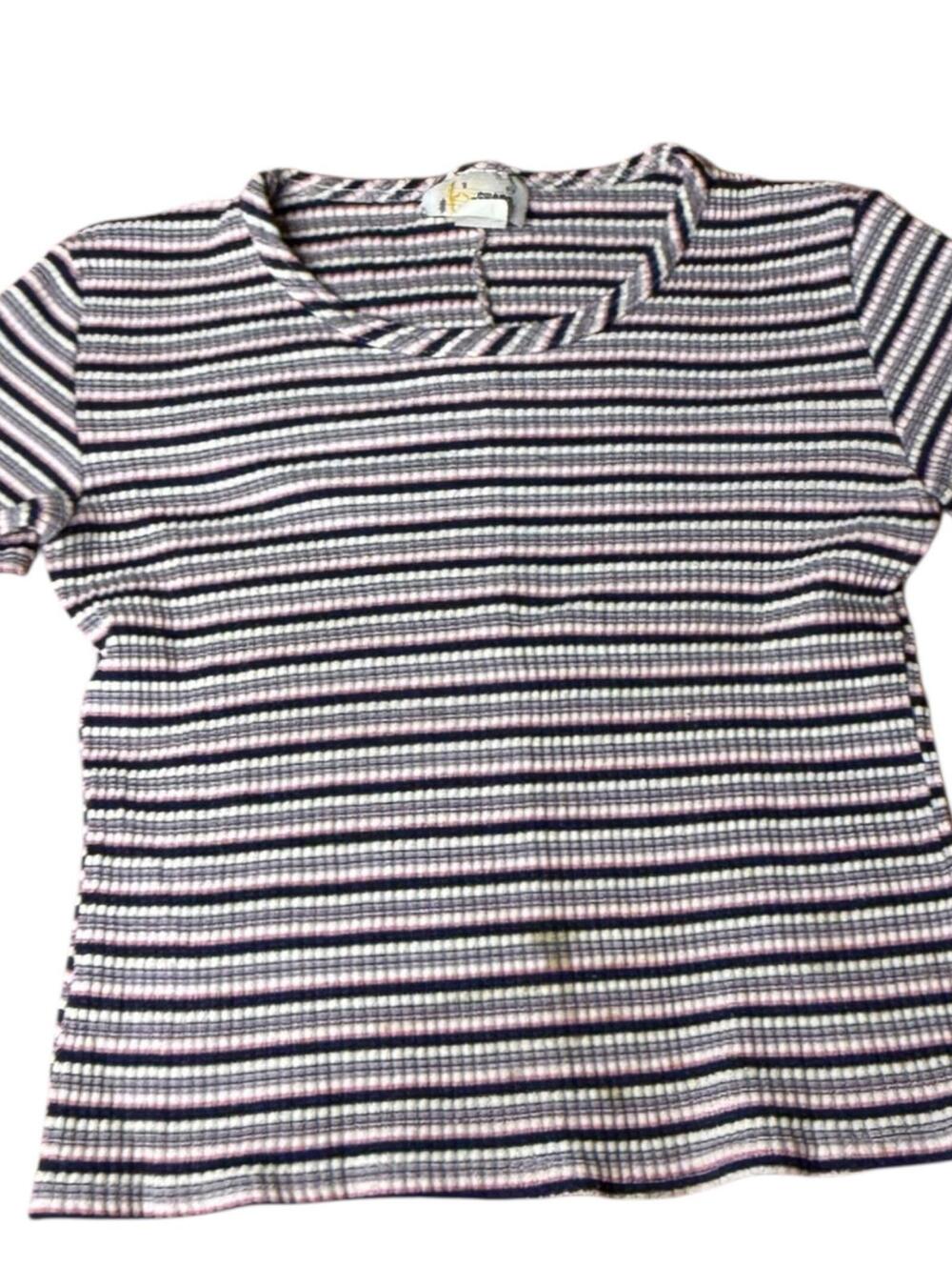 B-Sharp Ribbed Striped Short Sleeve Top Size M